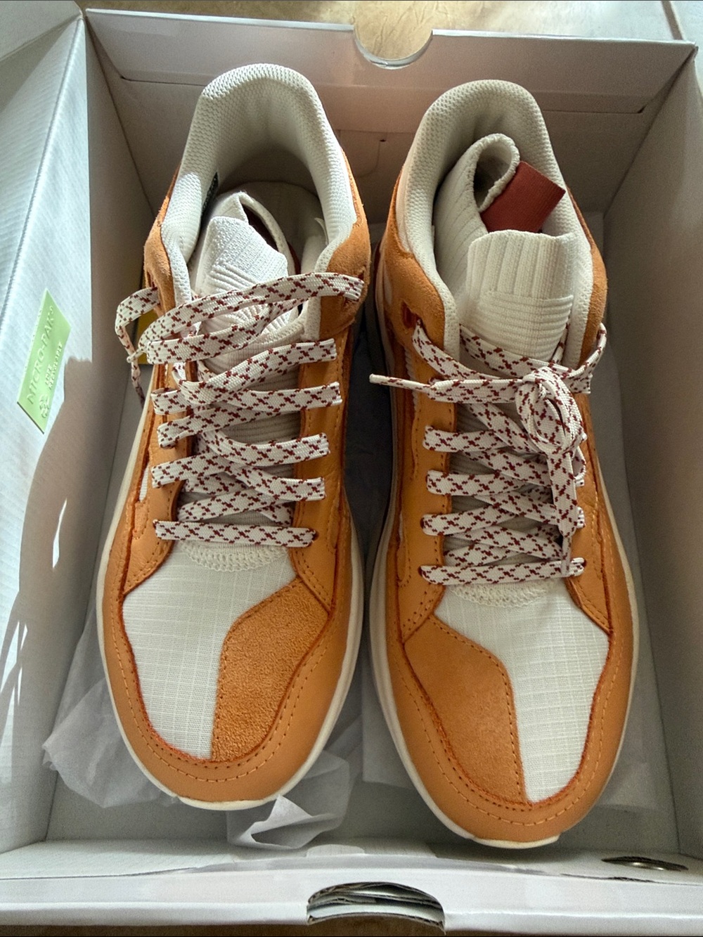 Brandblack Orange and White Low-Top Suede-Trim Sneakers